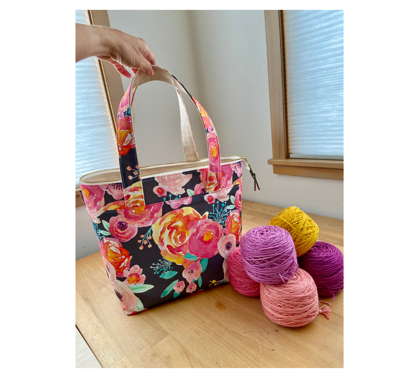 Large Project Bag in "Blushing Floral"