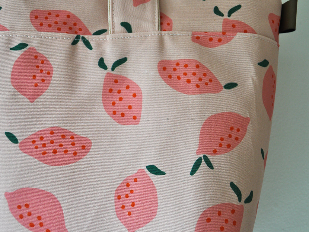 SLIGHTLY IMPERFECT - Large Project Bag in "Pink Lemons"