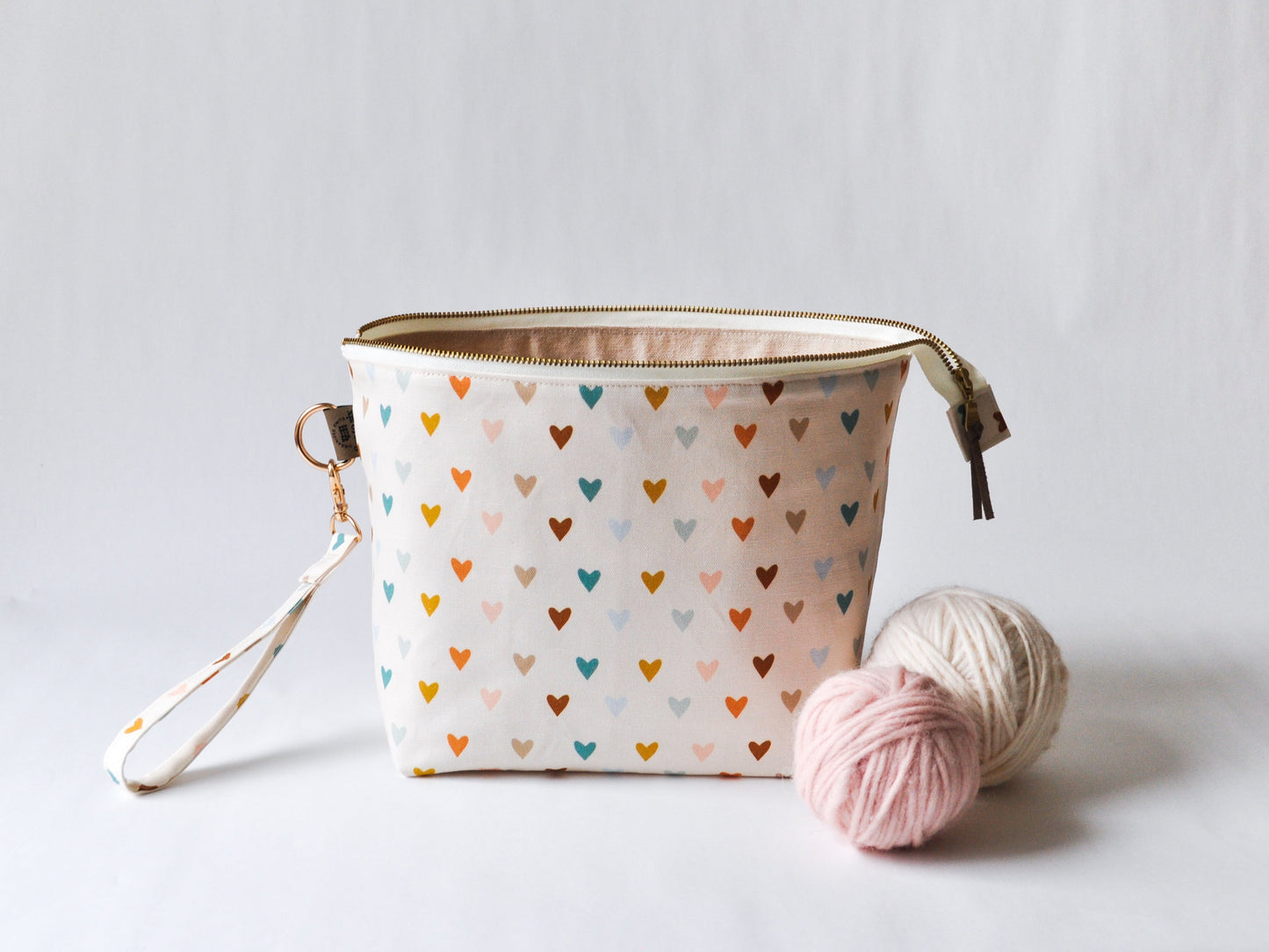 Small Project Bag in "Boho Hearts"