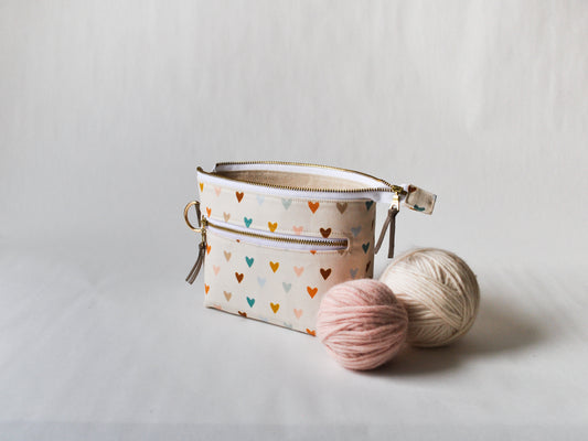 Extra Small Project Bag in "Boho Hearts"