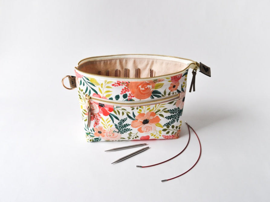 Interchangeable Knitting Needle Organizer in "Peach and Posey"