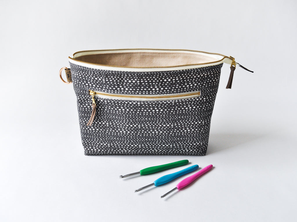 Crochet Hook Organizer in "Little Skipping Stones in Charcoal"