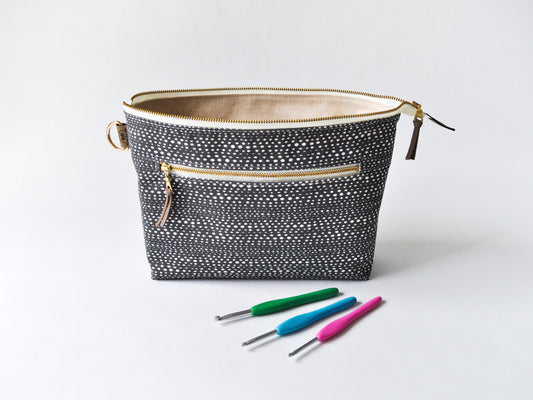 Crochet Hook Organizer in "Little Skipping Stones in Charcoal"