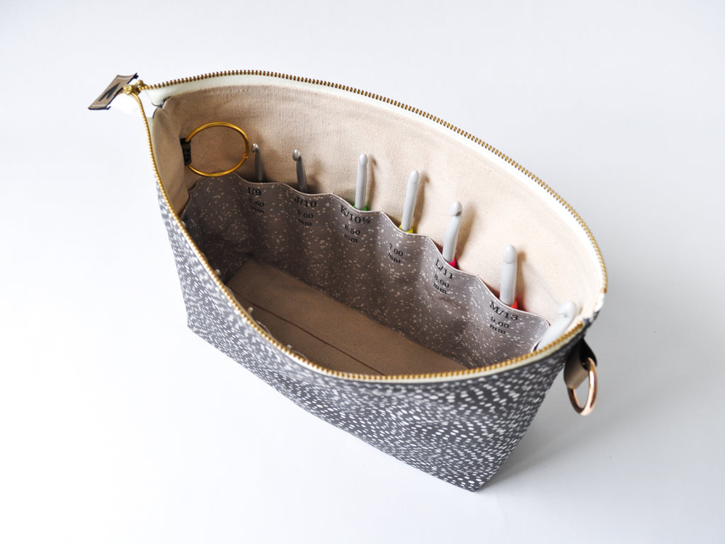 Crochet Hook Organizer in "Little Skipping Stones in Charcoal"