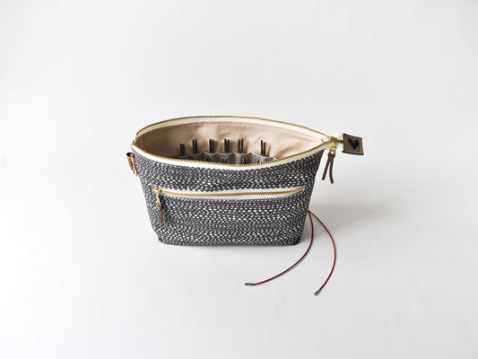 Interchangeable Knitting Needle Organizer in "Little Skipping Stones in Charcoal"