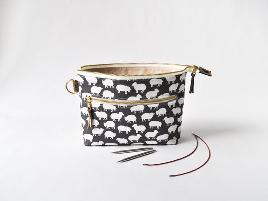 Interchangeable Knitting Needle Organizer in "Sheep Silhouette in Charcoal"