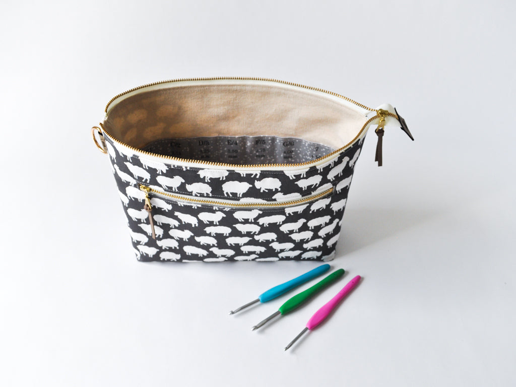 Crochet Hook Organizer in "Sheep Silhouette in Charcoal"