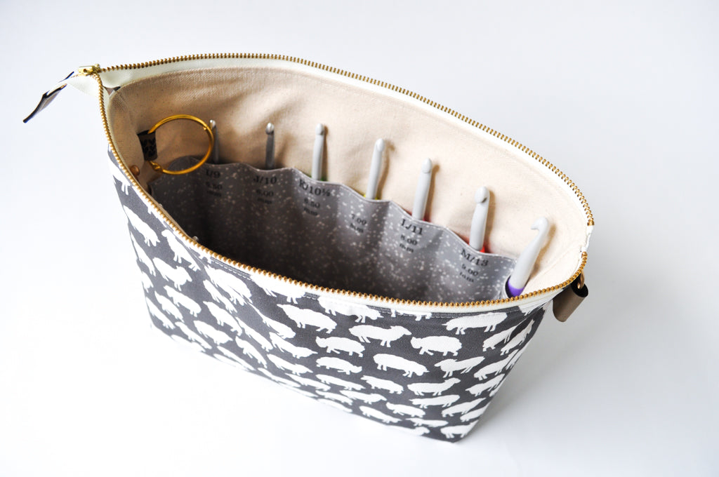 Crochet Hook Organizer in "Sheep Silhouette in Charcoal"