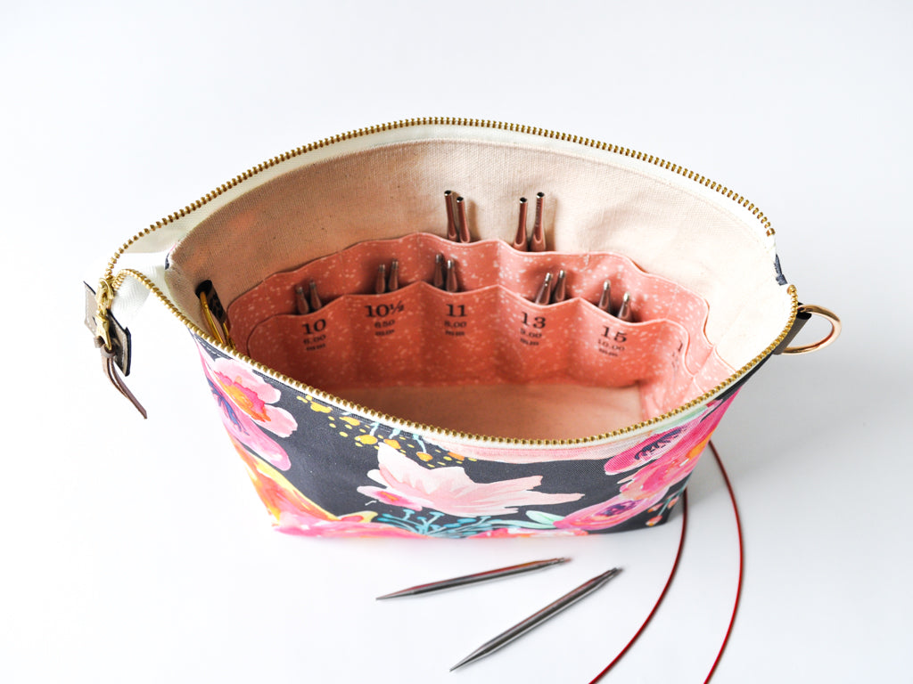 Interchangeable Knitting Needle Organizer in "Blushing Floral"