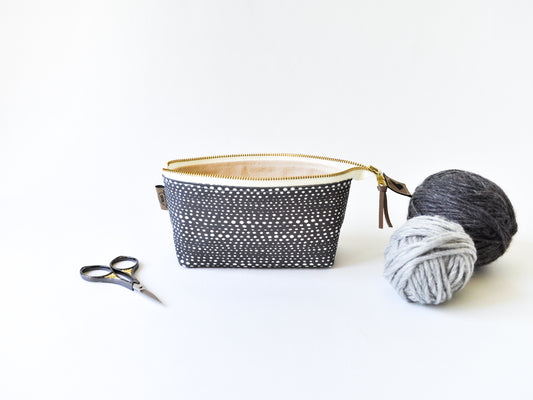 Notions Pouch in "Little Skipping Stones in Charcoal"