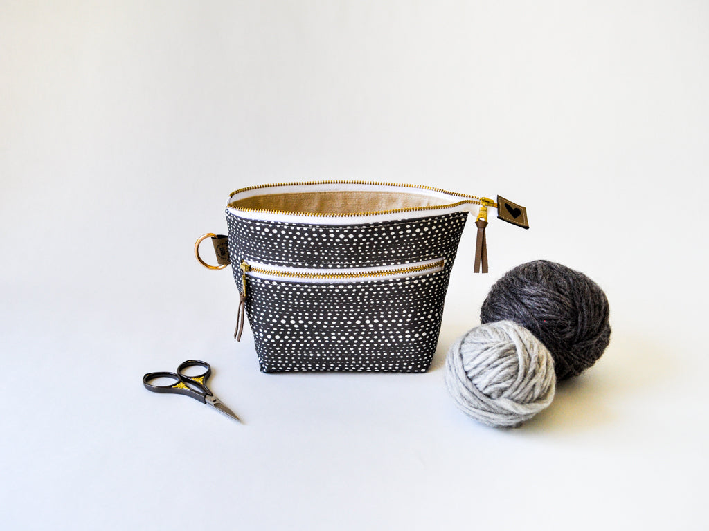 Extra Small Project Bag in "Skipping Stones in Charcoal"