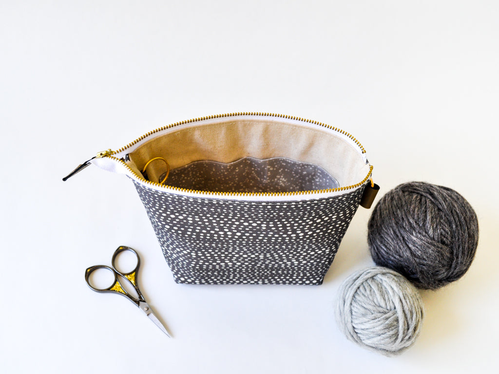 Extra Small Project Bag in "Skipping Stones in Charcoal"