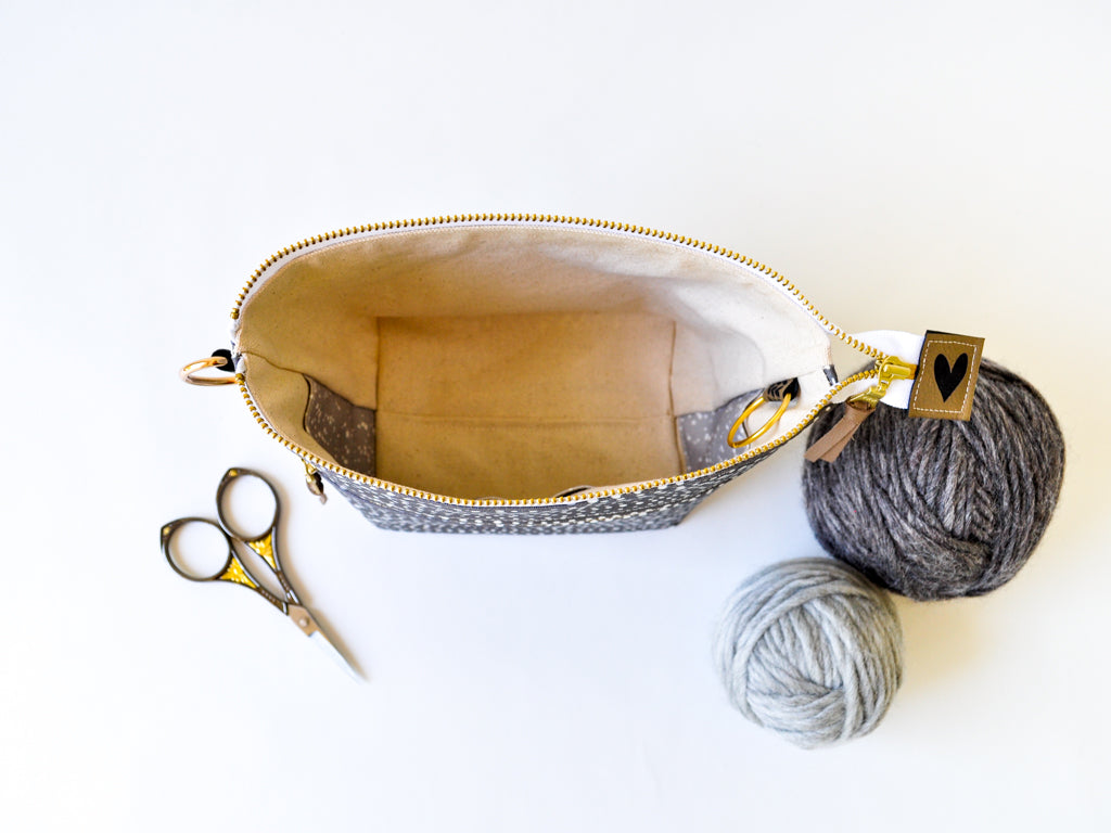 Extra Small Project Bag in "Skipping Stones in Charcoal"