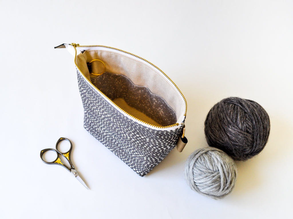 Extra Small Project Bag in "Skipping Stones in Charcoal"