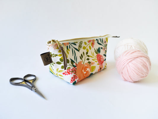 Notions Pouch in "Peach and Posey"