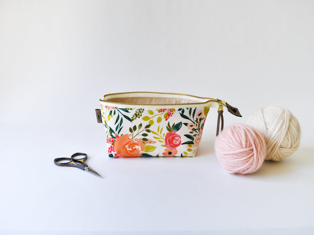 Notions Pouch in "Peach and Posey"