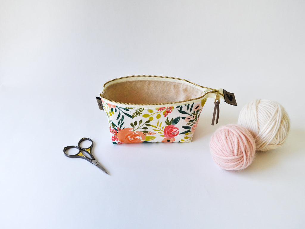 Notions Pouch in "Peach and Posey"