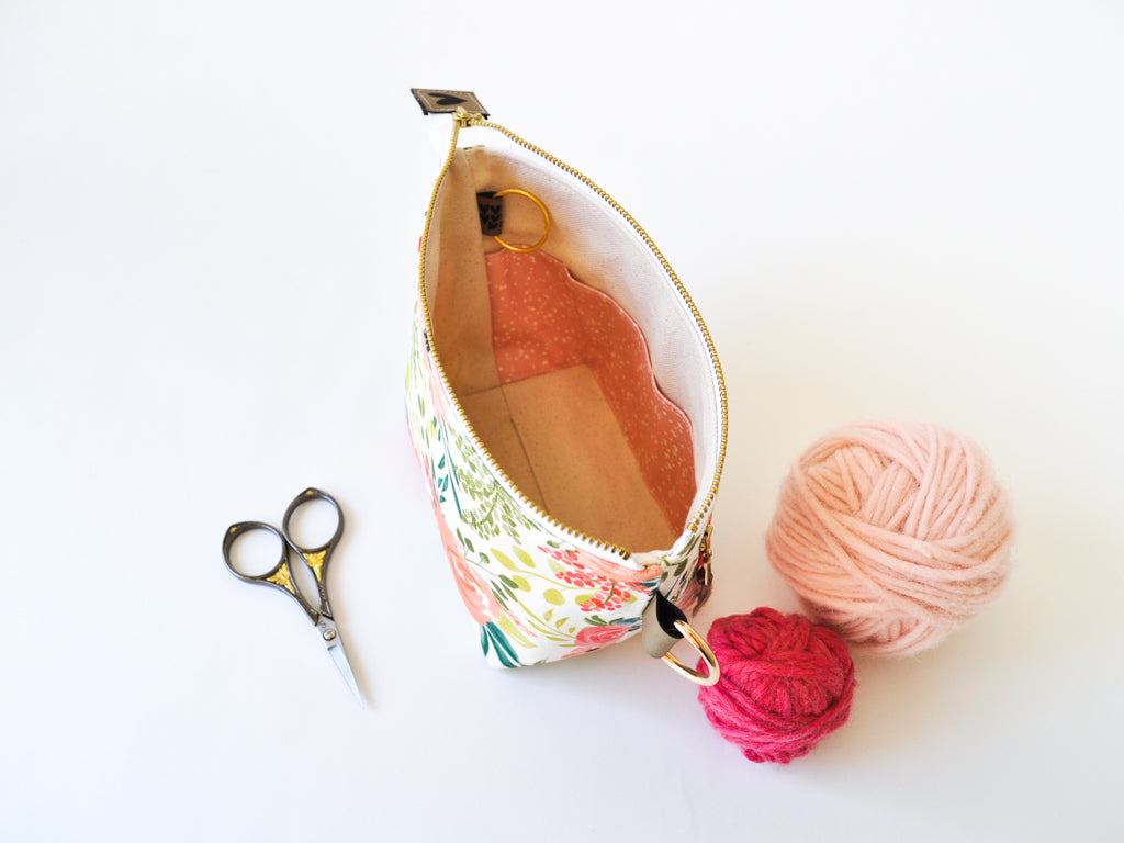 Extra Small Project Bag in "Peach and Posey"