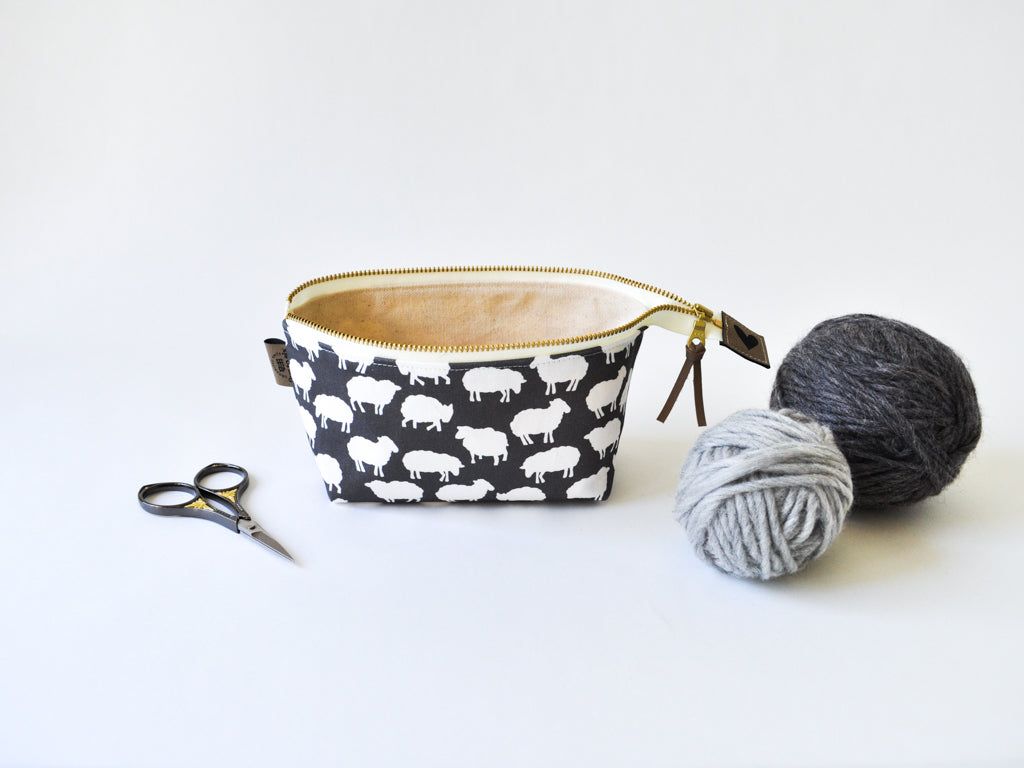 Notions Pouch in "Sheep Silhouette"