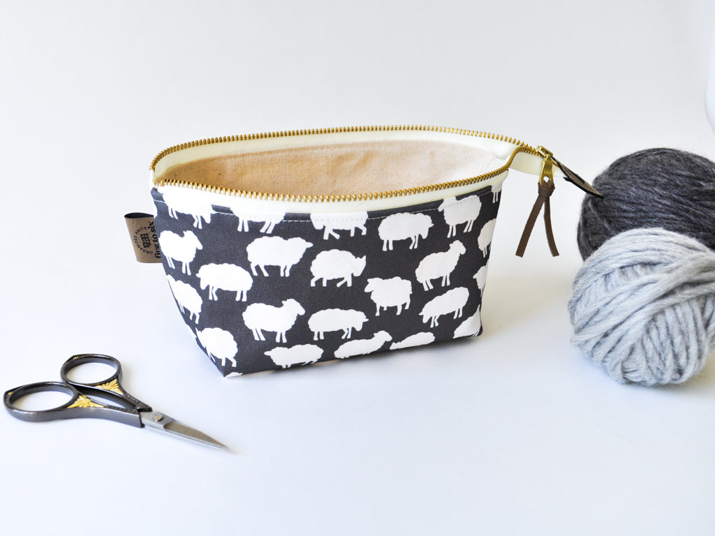 Notions Pouch in "Sheep Silhouette"