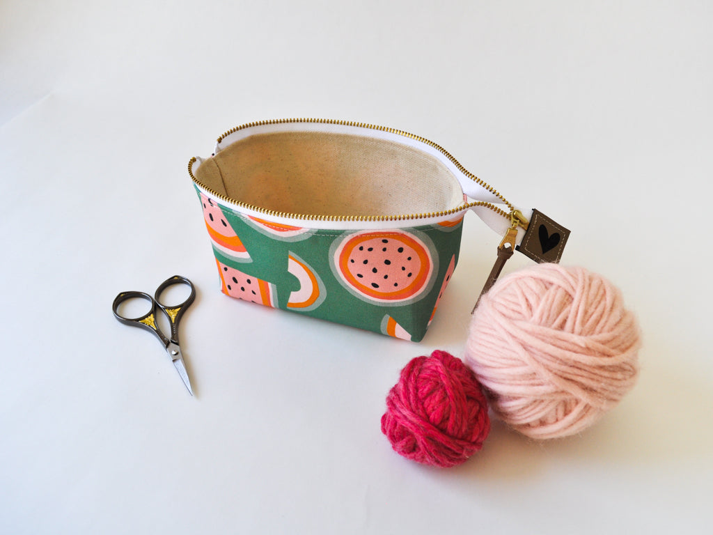 Notions Pouch in "Rainbow Melon"