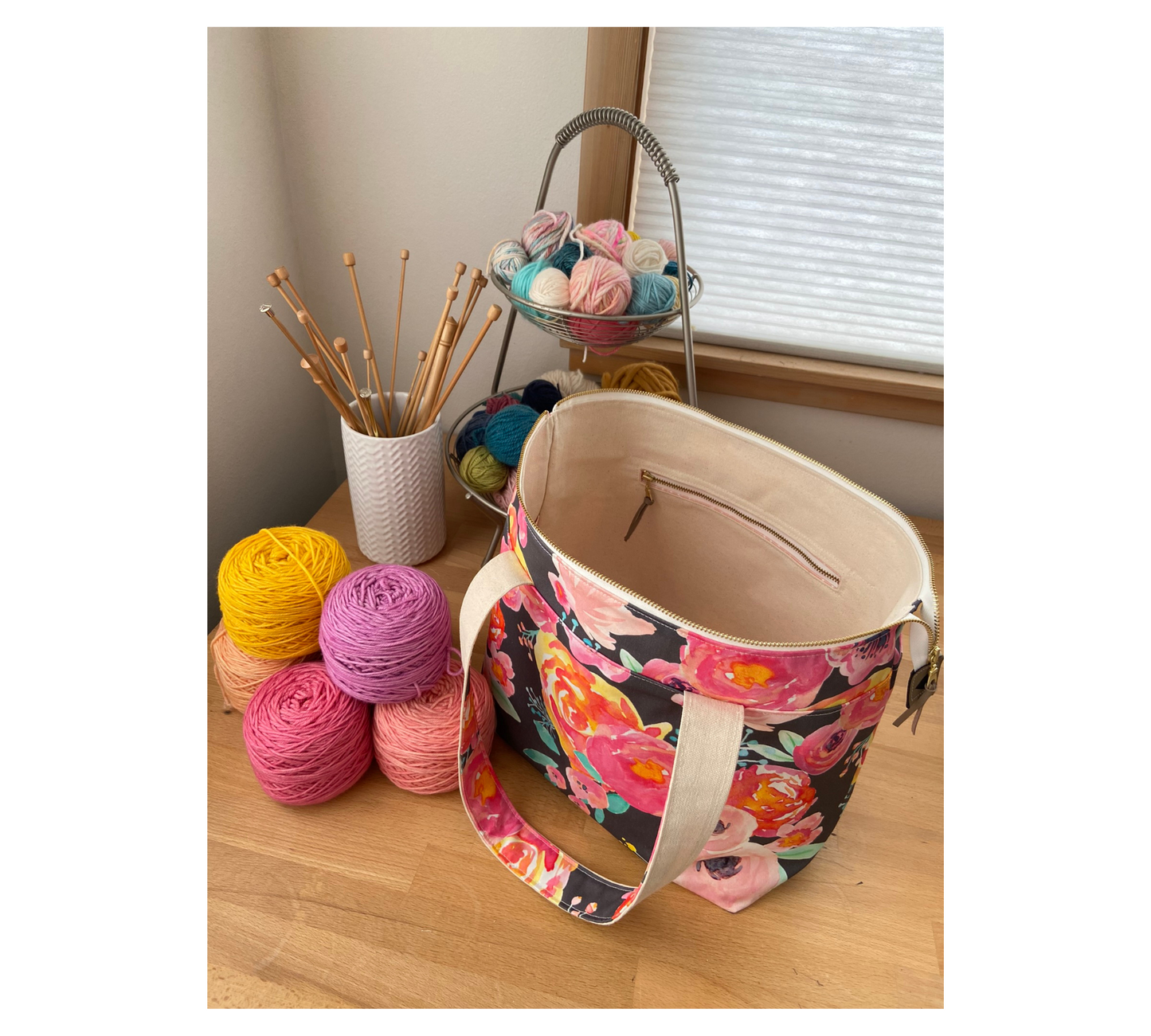 Large Project Bag in "Blushing Floral"