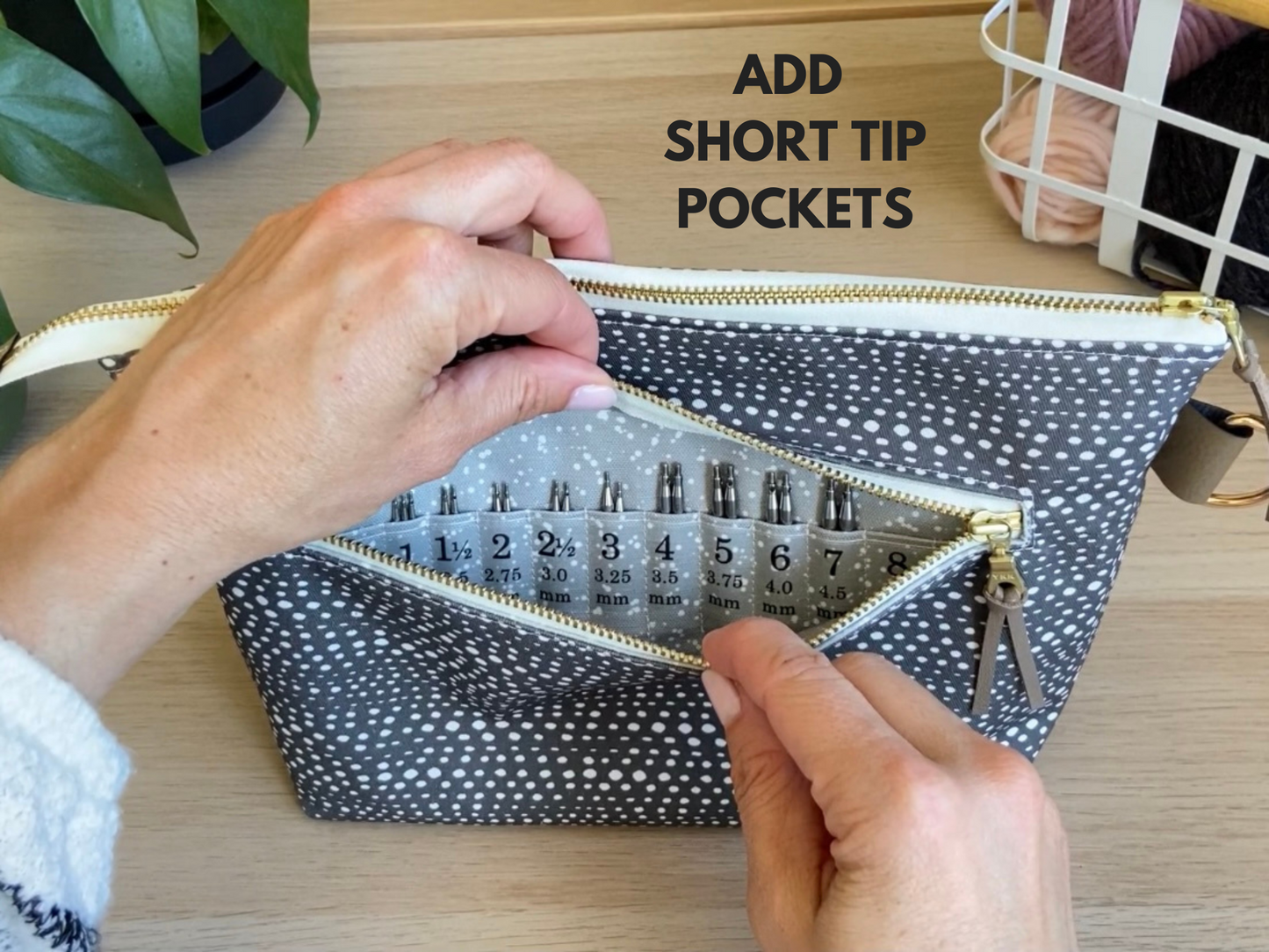 Interchangeable Knitting Needle Organizer in "Little Skipping Stones in Charcoal"