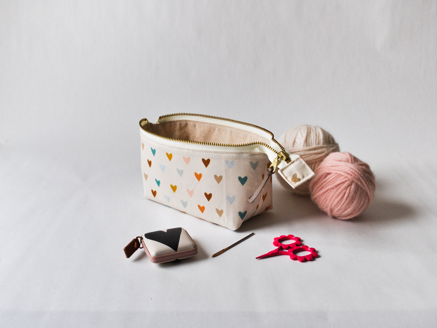 Notions Pouch in "Boho Hearts"