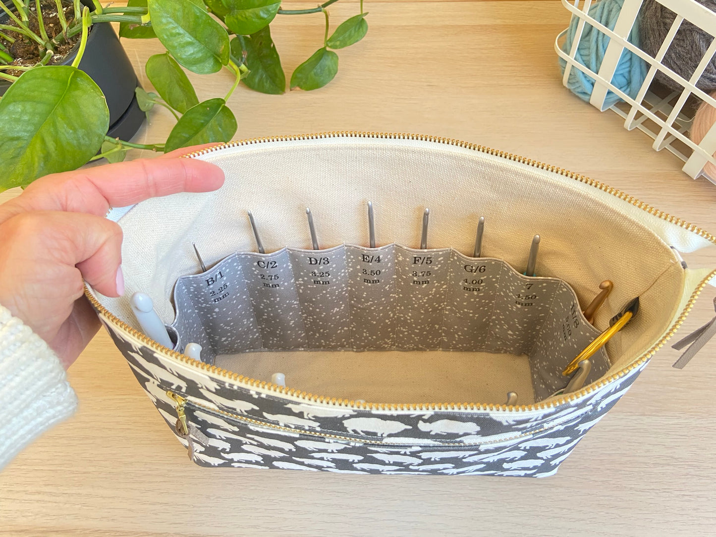 Crochet Hook Organizer in "Sheep Silhouette in Charcoal"