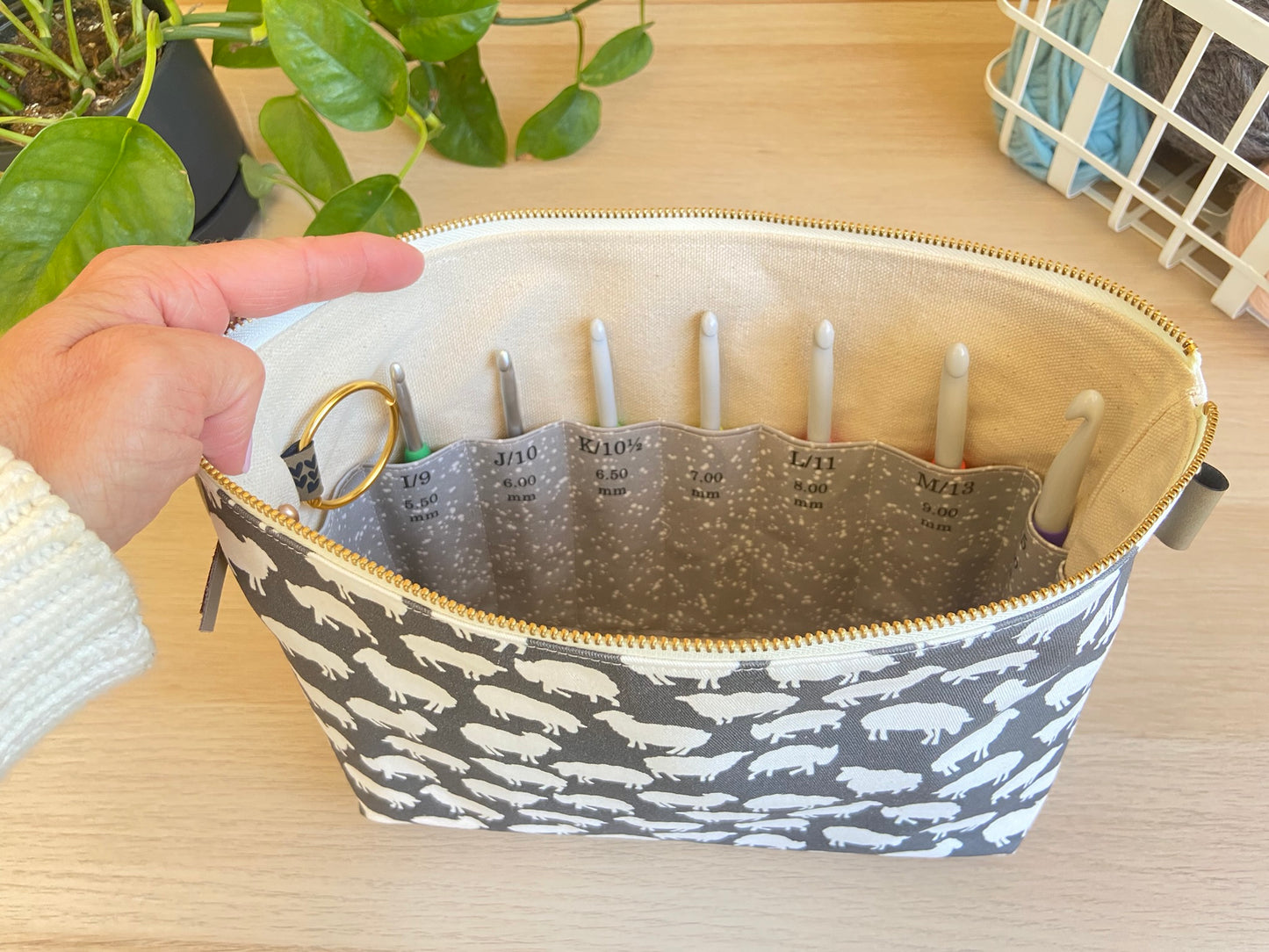 Crochet Hook Organizer in "Sheep Silhouette in Charcoal"