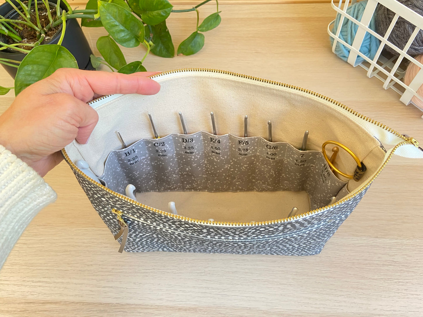 Crochet Hook Organizer in "Little Skipping Stones in Charcoal"