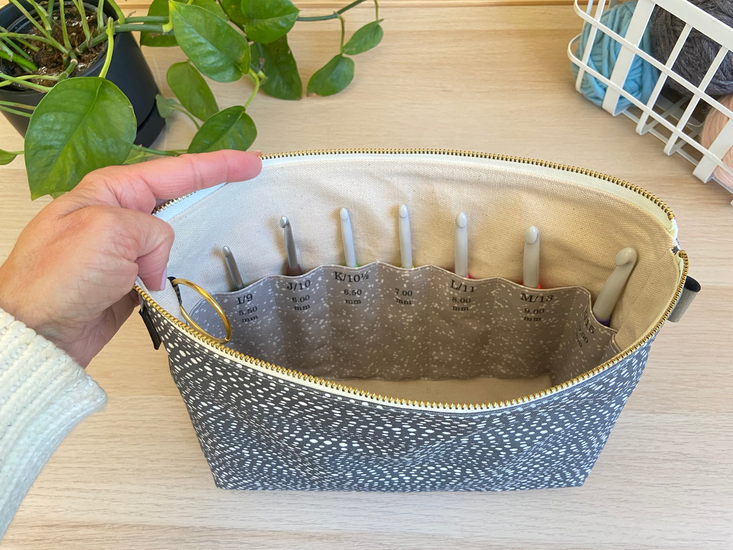 Crochet Hook Organizer in "Little Skipping Stones in Charcoal"