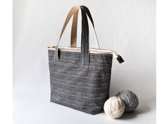 Large Project Bag in "Little Skipping Stones in Charcoal"