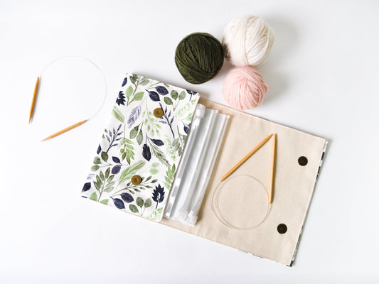 Circular Knitting Needle Organizer in "Mod Botanics"