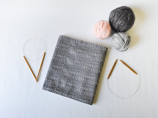 Circular Knitting Needle Organizer in "Little Skipping Stones in Charcoal"